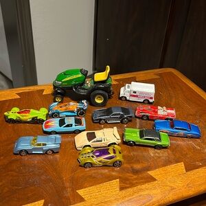Vintage mix lot of hot wheels Maisto Etrl toy cars ambulance John deer tractor